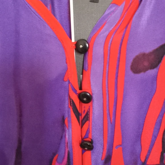 Tt Collection Multicolored Button Down 100% Silk Blouse Size M NWT - Picture 6 of 8